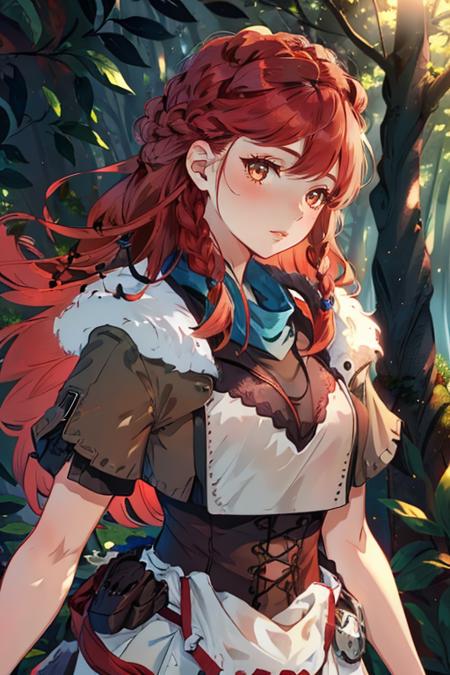 1girl, red hair, upper body, forest background, <lora:AloyHorizon:0.8>
masterpiece, high quality