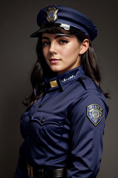 policewoman costume ,  gradient , dusk  <lora:Monica1873Barbaro:1> masterpiece, best quality, detailed face, 1girl, solo, a woman, m1873b,