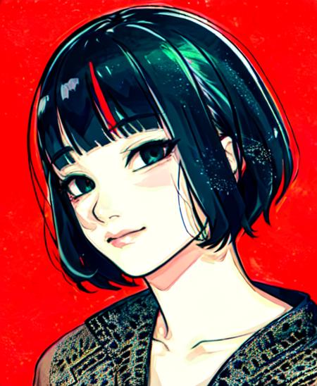 portrait, masterpiece,  in the style of <lora:sui_ishida_v1-000003:0.6>, colorful, ishida sui, abstract background