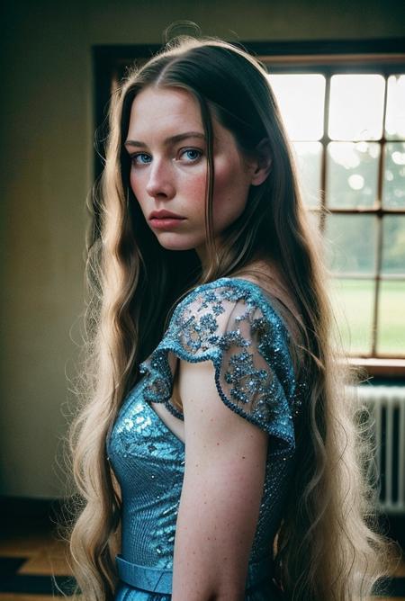 jessica, woman, long hair, blue eyes, beautiful, gorgeous, pale hair, detailed background, RAW photo, subject, 8k, soft lighting, high quality, film grain, Fujifilm <lora:atrizes_v01:1>