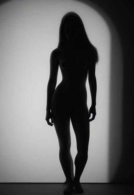 figure of a beautiful girl made of shadows