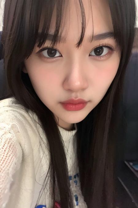 (8k, RAW photo, best quality, masterpiece:1.2), (realistic, photo-realistic:1.37), marshajkt48, <lora:marshajkt48:0.8>, ((ulzzang-6500-v1.1_2:0.4)), brown_eyes, brown_hair, lips, long_hair, looking_at_viewer, realistic,