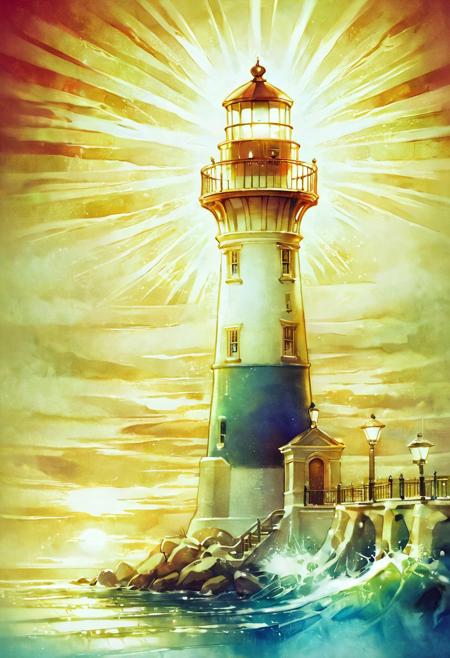 (Sub-Zero) graceful in Alexandria lighthouse, radiant, digital painting by Anna Dittmann, dreamlike atmosphere, best quality, masterpiece