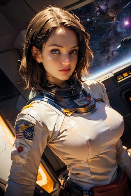 ((Portrait of an astronaut girl))0((night sky, in the space, Giant planet in the background0Cosmic Light0Inside the spaceship):1.3), (Short straight hair), Shining Aqua Eyes, longeyelashes, lightsmile, ((Thin and well-fitting spacesuit)), Carl Larsson, Realism, Dutch Golden Age painting, Verism, depth of fields, Cinematic lighting, reflective light, (shadings:0.9)0wide angles, Lens Flare, masutepiece, Textured skin, Super Detail, Best Quality, Detailed fabric texture0upper Shot,oil painting, braless, covered nipples,swooping breasts,