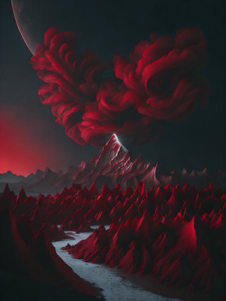 <lora:ReubenWu:1>a mountain in red tones