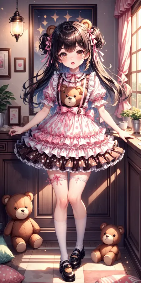 Teddy Bear Applique Puffy Dress