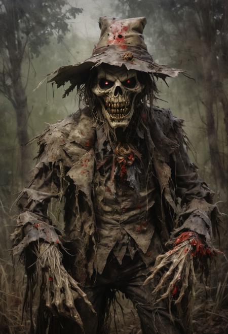 Zombie Scarecrow, from DC Zombies, masterful painting in the style of Anders Zorn | Marco Mazzoni | Yuri Ivanovich, Todd McFarlane, oil on canvas, by Chris Perna