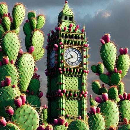 Big Ben <lora:Prickly Pear Style v1:1>, Prickly Pear Style,