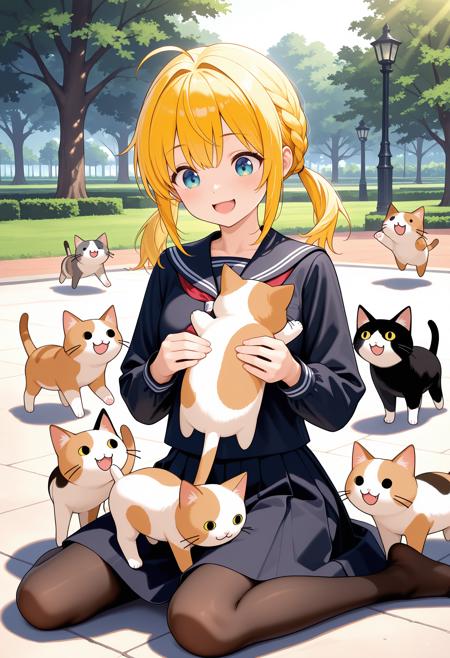 girl playing with cats and dogs v1.0