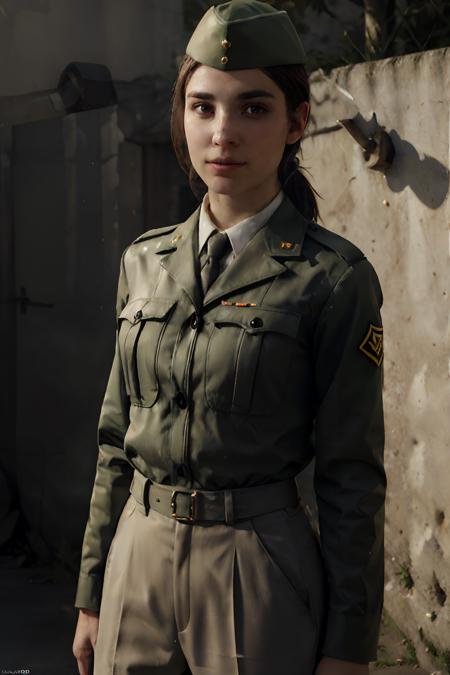 greencod Short hair,  ponytail, military uniform, military cap