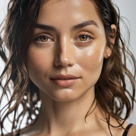 Portrait photo of an with wet-looking lips, Nikon Z9, realistic matte skin, skin texture visible, (sharp focus), (high quality)