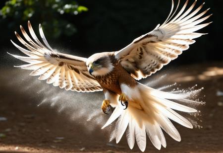 Hawk Talons A hawk’s talons explode into a burst of brown and white chalk dust.