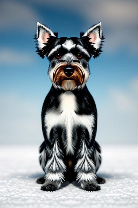 Miniature Schnauzer, Sultans, Snowy, Wide view, Movie still ,8k, masterpiece, best quality, hyperrealistic, superrealistic, photorealistic, ultra sharp, 16 bit colors, highres,