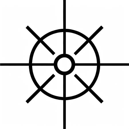 nvjobaim, a crosshaired with circle with a circular, crosshair, aim, white background, intricate, complicated, black and white