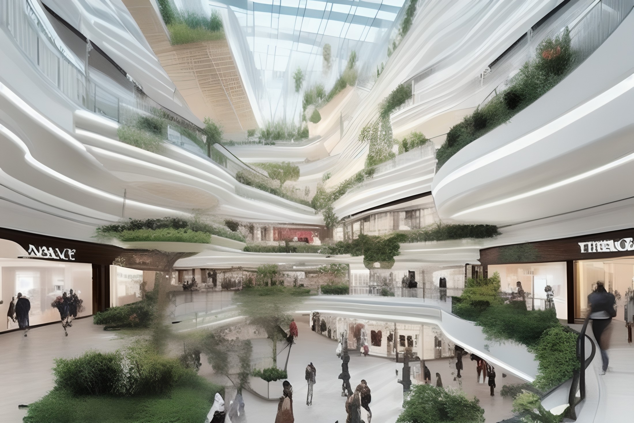 an atrium of a shoppingmall, people, green plants<lora:shoppingmall-atrium:1>