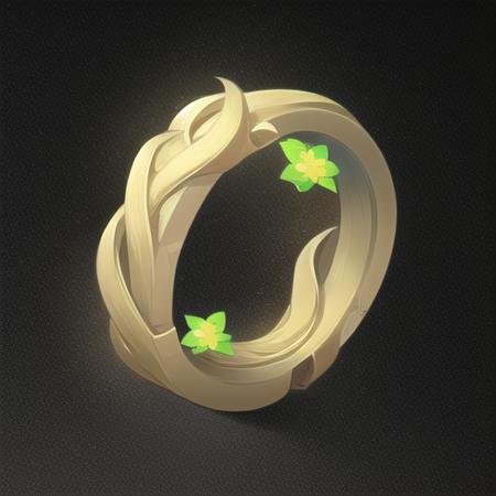 Intricate magic ring made of vines, , cartoon, flower, game icon (masterpiece)