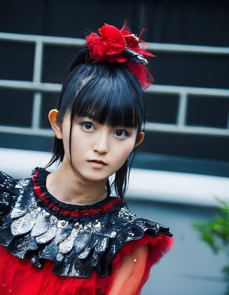 realistic, photorealistic, detailed, beautiful, RAW photo, film grain, (natural lighting :1.2), japanese, 1girl, raw photo, photo background, black hair, s0zukav2, red outfit, face focus, portrait,<lora:s0zukav2:1>, suzuka nakamoto, big eyes, asian, 20 years old woman