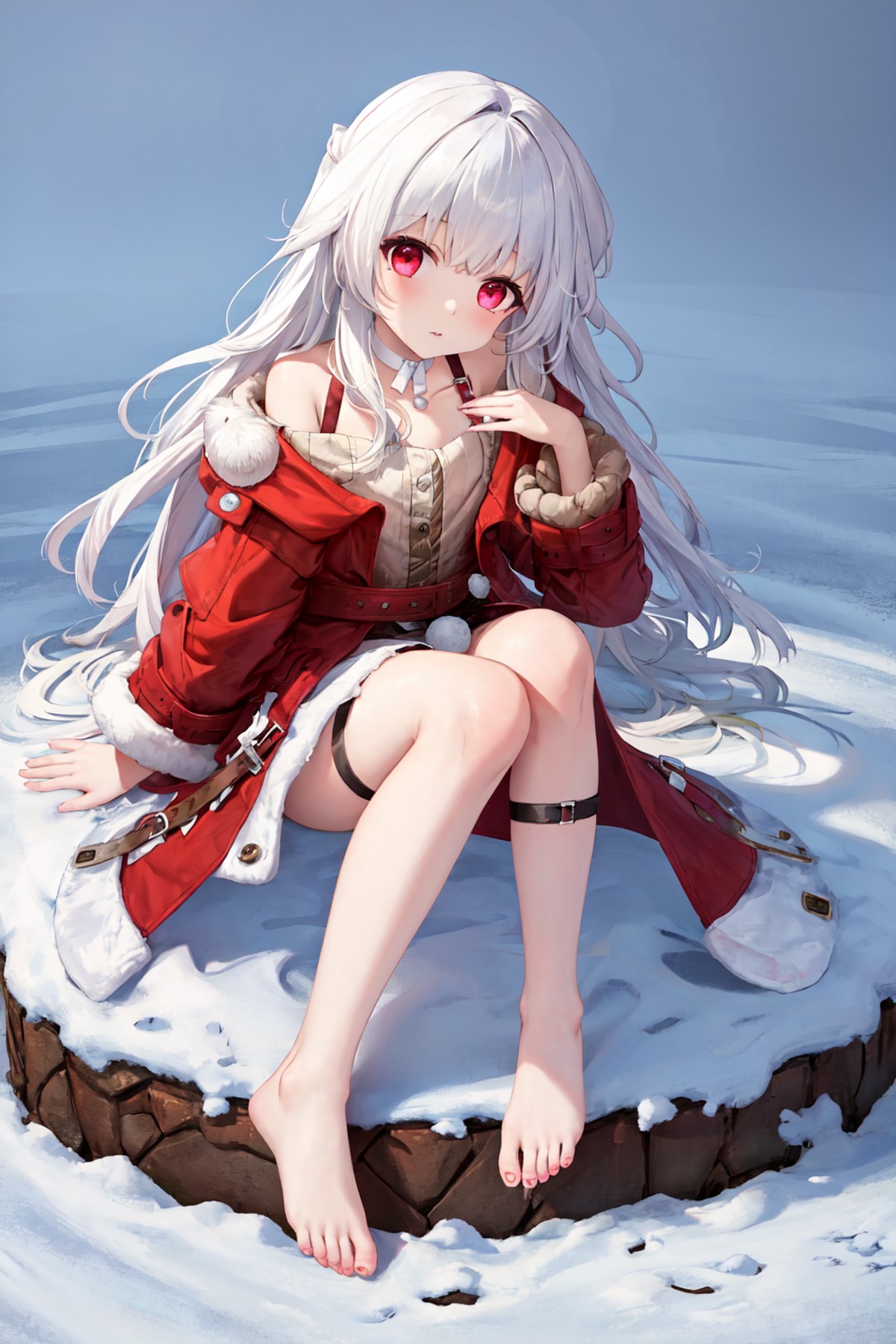 best quality, absurdres, masterpiece, extremely clear,
1girl, long hair, long sleeves, bangs, belt, red eyes, white hair, ...
