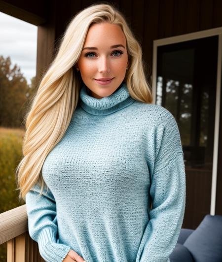 lexie, upper body, outdoor, Natural, Sweater, Turtleneck, intricate details, breast