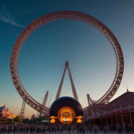 giant amusement park, huge eye in the sky,