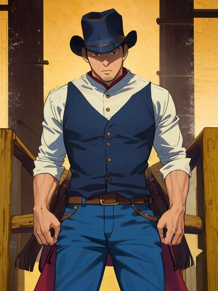 cowboy western,yuedao, 1male,masterpiece, best quality, <lora:yuedao:1>