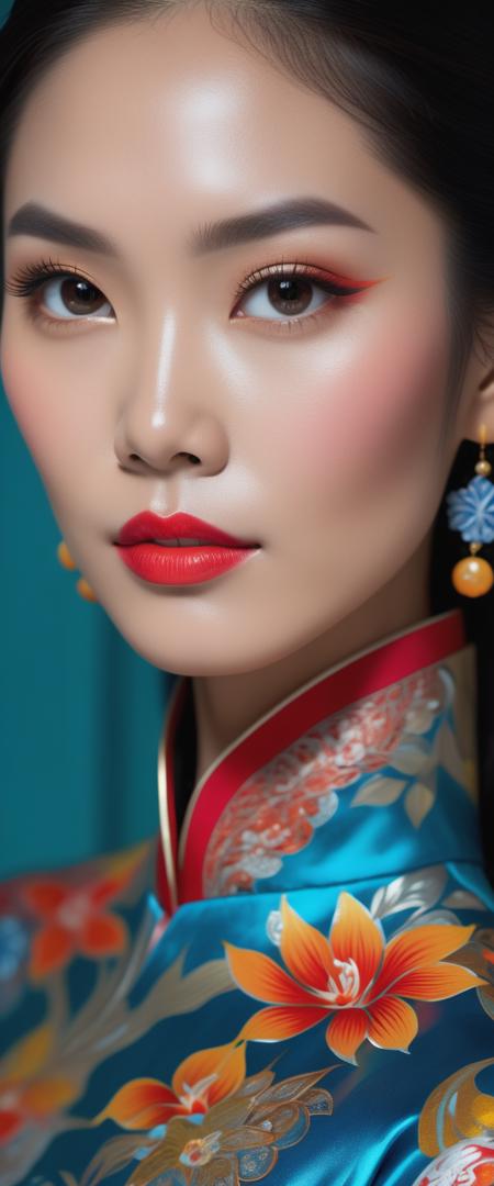 ( Superb close view of abstract expressionist painting portrait of a beautiful vietnamese woman wearing vietnamese ao dai, intricate, detailed, symmetric face  . energetic brushwork, bold colors, abstract forms, expressive, emotional( Ultra realistic, Intricate, awesome ultra high resolution photography, (technical showcase:1.5)), (studio lighting,Ambient occlusion,cinematic lighting,Highres,foreboding,lots of details,Canon R5,Kodak portra 800,hip focus,foot focus,telephoto lens,80mm, masterpiece), (Colorful, Ultra Realistic, High quality, Ultra detailed, Sharp focus, 8K UHD, Ultra realism, Movie scene, trending on Civitai)