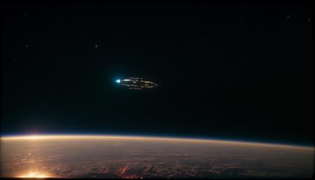 analog film photo space battleship, sci-fi, orbit,space, mass effect, star citizen, vicious, wide, weapons, angled, epic, motion blur, (symmetrical, symmetry), best quality, high quality, high detail, 8k resolution, artstation, realistic:1.2, from above, front, . faded film, desaturated, 35mm photo, grainy, vignette, vintage, Kodachrome, Lomography, stained, highly detailed, found footage