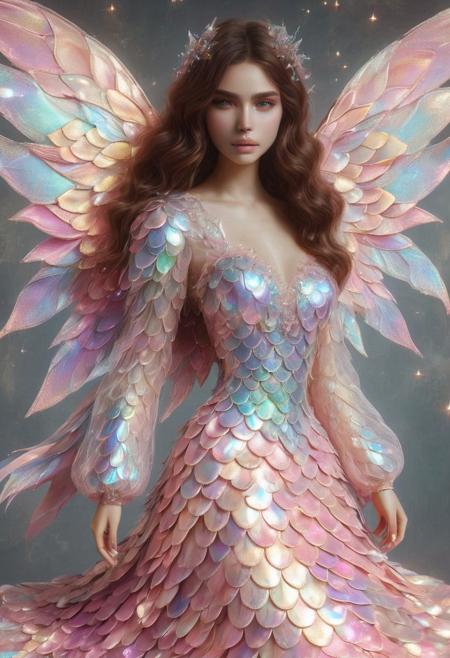 ((photorealistic)), ((1girl)), ((small_breasts:1.6)),  score_9, score_8_up, score_7_up, score_6_up, score_5_up, ((25 years old)), detail face, long wavy hair, (((pink hair))), pink wavy hair, wavy hair, absent minded, perfect eyes, detailed skin, detailed decoration, warrior princess, arrogant, aloof, boots made out of iridescent scales, chest plate armor, chest plate, ((short skirt)), p1nk1r1sc4l3s, castle surroundings, sword, wears a sword, flying in the sky, fairy wings