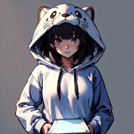 (masterpiece:1.2), (best quality:1.2), (high res:1.2),1girl , otter hoodie, <lora:OtterHoodie_v1:0.4>