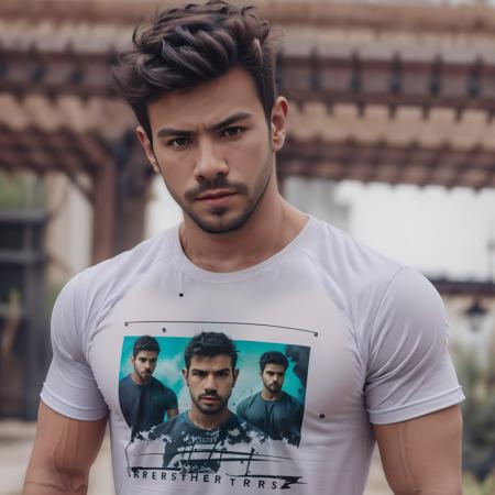 1boy, muscled, t-shirt, <lora:Mariano Gomes:1>, face focus, face detais, realistic, photograph