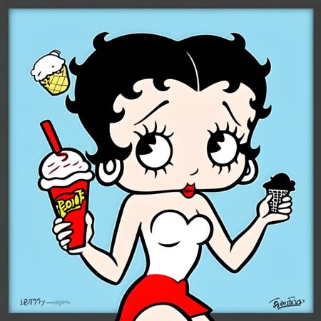 <lora:bettyboop:0.7> a bettyboop girl,  holding an icecream