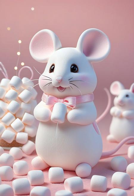 high quality, high resolution, extremely detailed, a mice made of marshmallow
