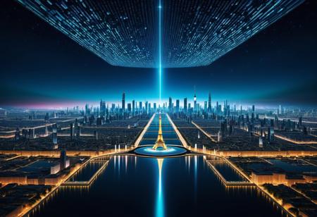 Centered, City Of Lights At Night In The Future, digital landscapes.