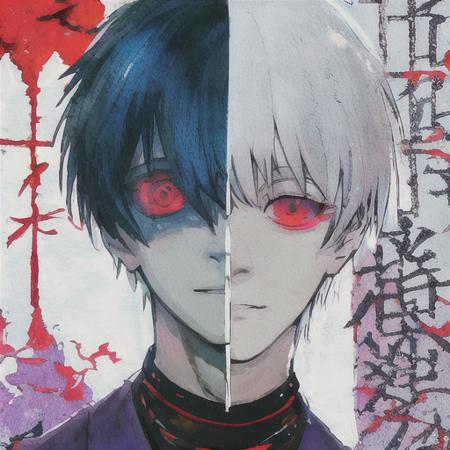 (kaneki ken), 1boy,flamboyant, in the style of sui ishida, tokyo ghoul, zoomed in on face, focused on face, blue highlights,looking at viewer,watercolor, aristocratic youth,  <lora:TKG_Sui Ishida:1> <lora:Kaneki Ken:1>