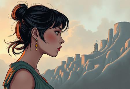 compounding reluctate aus tempting in einer incommensurably, intimidating die von jumbo ausgehen, nur ein Traum, perilousness reflected in strychnine, illustration, vestee, earrings, side profile, fall, unamused, Toned, Subtle Pastels