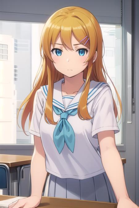 kirinokousaka, <lora:kirino kousaka s2-lora-nochekaiser:1>,
kirino kousaka, long hair, blue eyes, hair ornament, hairclip, orange hair, aqua eyes,
BREAK skirt, school uniform, serafuku, shirt, white shirt, grey sailor collar, grey skirt, pleated skirt, neckerchief, pink neckerchief,
BREAK indoors, classroom,
BREAK looking at viewer, (cowboy shot:1.5),
BREAK <lyco:GoodHands-beta2:1>, (masterpiece:1.2), best quality, high resolution, unity 8k wallpaper, (illustration:0.8), (beautiful detailed eyes:1.6), extremely detailed face, perfect lighting, extremely detailed CG, (perfect hands, perfect anatomy),