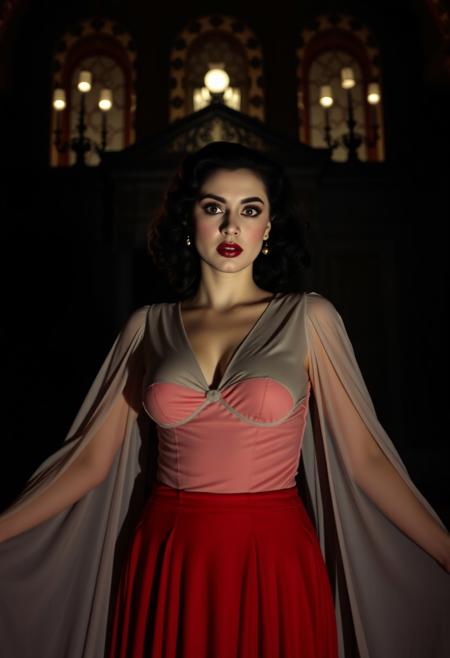tanya maniktala as dracula. 1940s noir style. in a gothic mansion. shot by james whale