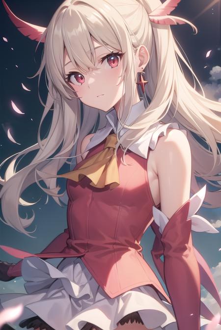 illyasvielvoneinzbern, <lyco:illyasvielvoneinzbern-lyco-nochekaiser:1>,
illyasviel von einzbern, blonde hair, hair between eyes, long hair, (red eyes:1.5),
BREAK boots, detached sleeves, earrings, feather hair ornament, feathers, gloves, hair ornament, jewelry, layered skirt, long sleeves, magical girl, miniskirt, pink footwear, pink shirt, pink sleeves, pleated skirt, shirt, skirt, sleeveless, sleeveless shirt, staff, thigh boots, thighhighs, wand, white feathers, white gloves, white skirt, zettai ryouiki,
BREAK outdoors, city, sky, cloud, sun,
BREAK looking at viewer, (cowboy shot:1.5),
BREAK <lyco:GoodHands-beta2:1>, (masterpiece:1.2), best quality, high resolution, unity 8k wallpaper, (illustration:0.8), (beautiful detailed eyes:1.6), extremely detailed face, perfect lighting, extremely detailed CG, (perfect hands, perfect anatomy),