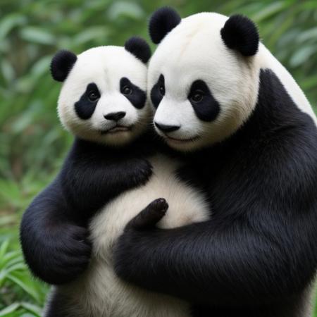 Cat, Giant Panda, (Cat and GIant Panda), 2animals, duo