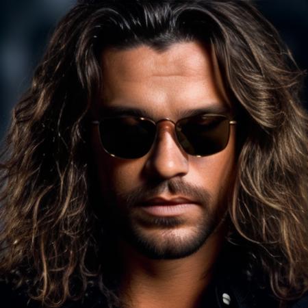 portrait photo of man with a dark glasses, detailed face, long hair, high quality, brunette color hair, 8k   <lyco:locon_perfecteyes_v1_from_v1_64_32:0.75> <lora:inxs:1>