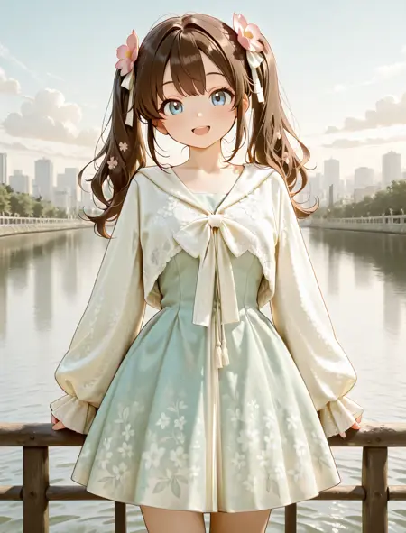 aqua-blue dress paired with white capelet
