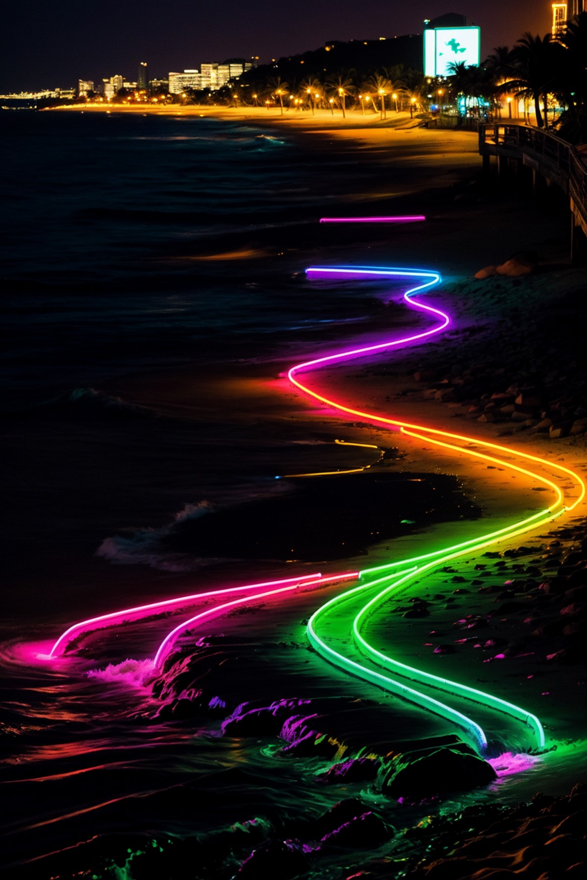 neon_outlines, beach at night, colorful <lora:neolin3:0.6>  <lora:add_detail:0.25> <lora:realistic:0.25> <lora:ClothingAdj...