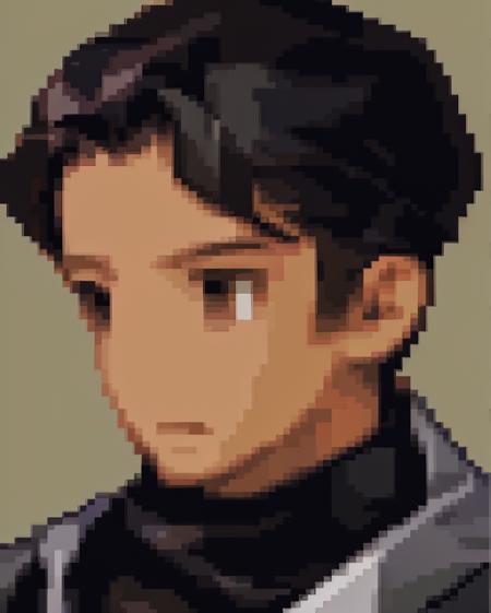 <lora:Final Fantasy Tactics Portraits V1:0.95> final_fantasy_tactics_portrait, pale orange background, no_nose, portrait,  1boy, middle aged, black hair, black eyes,