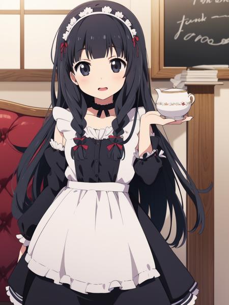 <lora:Itsuki_Pleiades:0.8>,  Itsuki_Pleiades, 1girl,  solo, long hair, black hair, black eyes, 
Gothic Maid, cafe, tea,
child, 
masterpiece, high quality, very_high_resolution, large_filesize, full color,