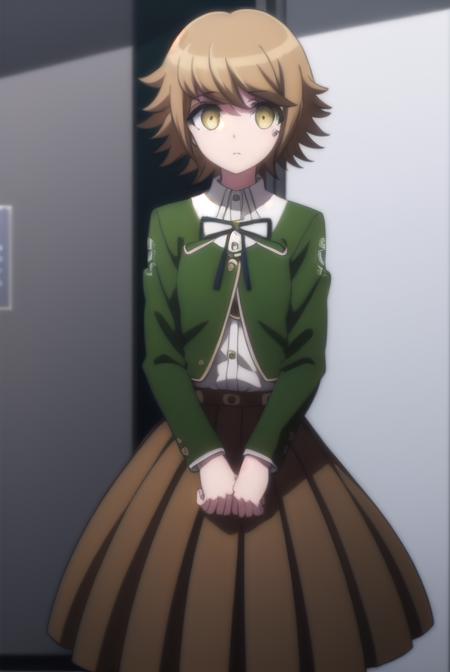 chihirofujisaki, <lora:chihiro fujisaki s1-lora-nochekaiser:1>,
chihiro fujisaki, short hair, bangs, brown hair, (brown eyes:1.3), male focus, otoko no ko,
BREAK skirt, shirt, long sleeves, ribbon, school uniform, jacket, pleated skirt, black ribbon, neck ribbon, brown skirt, green jacket,
BREAK outdoors, classroom,
BREAK looking at viewer, (cowboy shot:1.5),
BREAK <lyco:GoodHands-beta2:1>, (masterpiece:1.2), best quality, high resolution, unity 8k wallpaper, (illustration:0.8), (beautiful detailed eyes:1.6), extremely detailed face, perfect lighting, extremely detailed CG, (perfect hands, perfect anatomy),