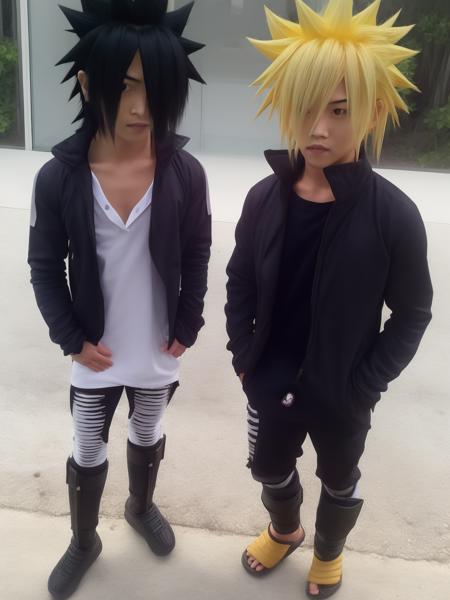 masterpiece, best quality, smart hair, uchiha sasuke, uzumaki naruto, full body, 
<lora:Smart_hair:1>