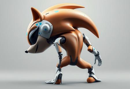 Create a highly detailed, hyper-realistic concept art image of a cyborg hedgehog in a sleek, streamlined design, with a focus on lifelike details and a golden ratio composition. The hedgehog should be depicted in a half-rear view, with an eyepatch and splotches of blue color. The image should be unclad and showcase the character's athletic build, inspired by Olympic athletes. The style should be reminiscent of Alphonse Mucha, with smooth, flowing lines and a sense of dynamic movement. The image should be rendered in high definition (HD) with micro details and a filmic quality, using software such as Unreal Engine or Cinema 4D. The desired mood is one of futuristic intensity and athleticism.