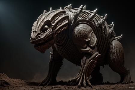 RAW photo, alien creature, caleb-dunh, large thick armor plated blind burrowing beast, a set of flexible feelers in a dense formation grow from skull, 8k uhd, soft lighting, amazing detail, award winning, masterpiece