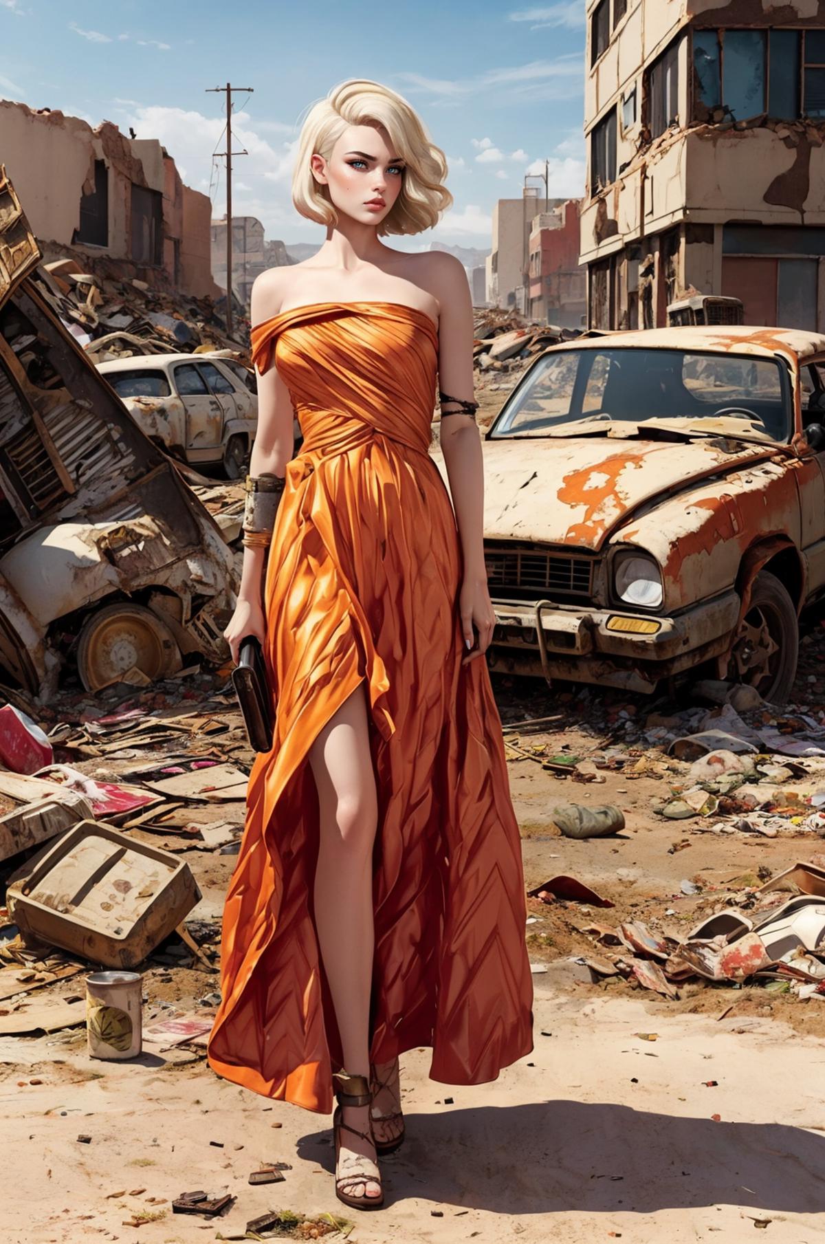 Orange Crinkle Dress image by headupdef