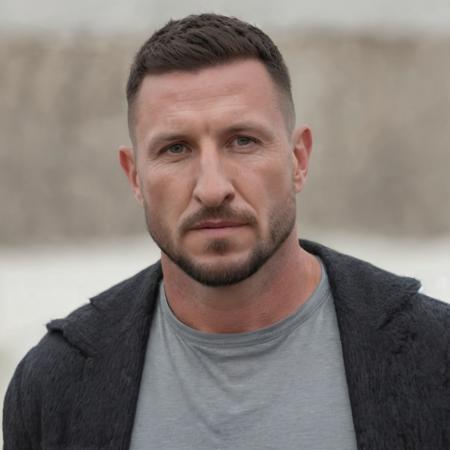 <lora:Pablo Schreiber:0.5>, 1male, beard, facial hair, male focus, pablo schreiber, shirt, solo, realistic, ultra quality, highly detailed, ultra HD